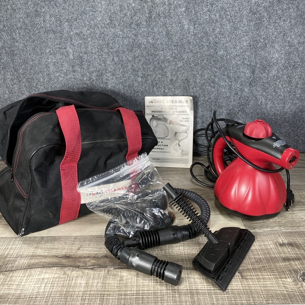 Scunci SS-1000 Hand Held Portable Household Steamer‎ with Attachments/Bag/Manual